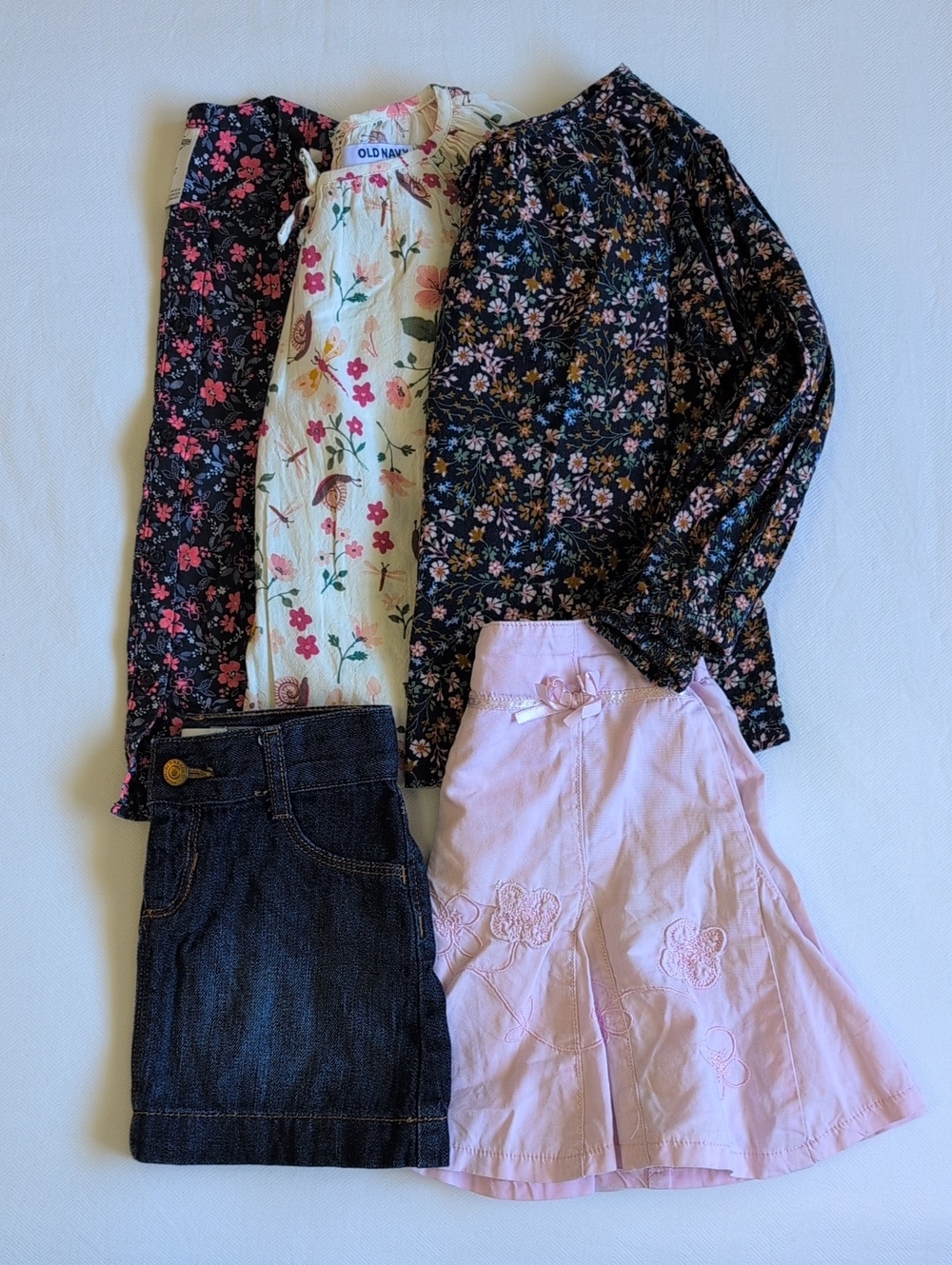 Old Navy Oshkosh 3T Floral Flowy Blouse Denim Cotton Skirt Lot 5 pc Bundle
